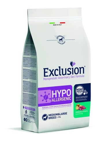 EXCLUSION Hypoallergenic Medium/Large Breed Cervo e Patate 12kg