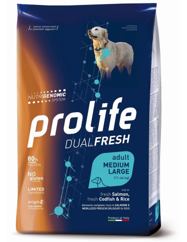 Prolife Dualfresh   Medium/Large Salmone Merluzzo e Riso - 2,5 kg