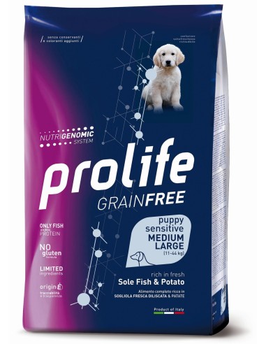 Prolife Grainfree Puppy Sensitive Medium/Large Sogliola e Patate - 10 kg