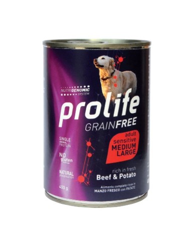 Prolife Grainfree   Sensitive M/L Manzo e Patate - 400gr - NEW