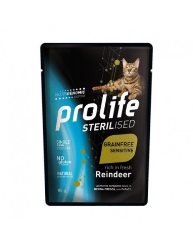 Prolife Cat Sterilised Grainfree Sensitive Renna - 85 gr - NEW