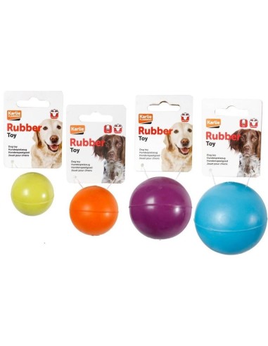 Gioco per cani da riporto pallina piena in gomma rigida 60mm - colori assortiti