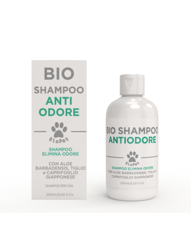 Shampoo Antiodore Naturale Bio per Cani e Gatti con Aloe Barbadensis e Tiglio  250ml