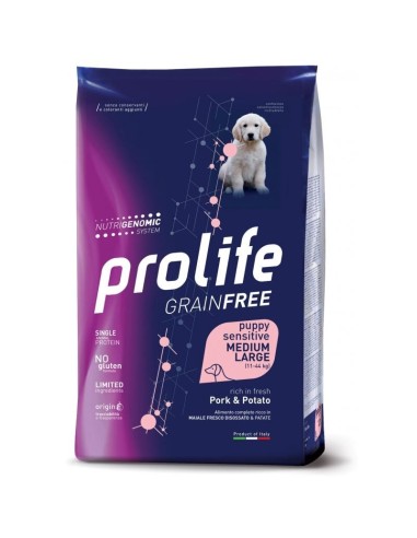 Prolife Grainfree Puppy Sensitive Medium/Large Maiale e Patate -10 kg
